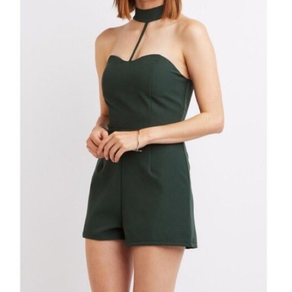 Green Choker Romper